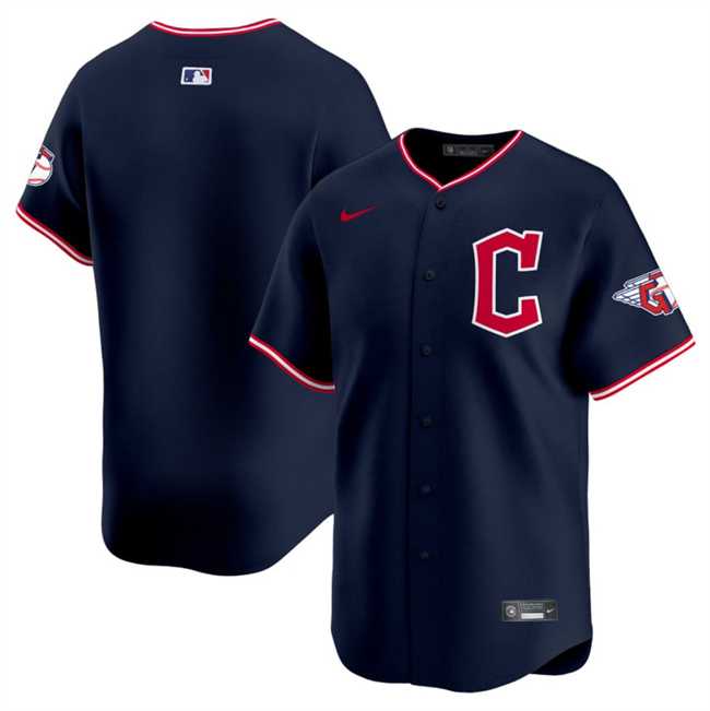 Mens Cleveland Guardians Blank Navy 2025 Alternate Limited Stitched Jersey Dzhi